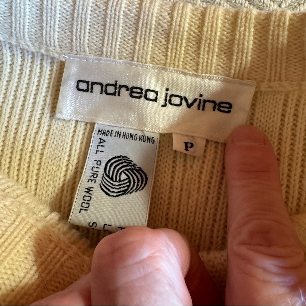 Women's Vintage Andrea Jovine Wool Cableknit Sweater‎ Dress, Ivory, Size L - Picture 6 of 8